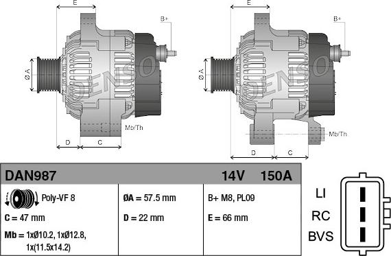 Denso DAN987 - Генератор vvparts.bg