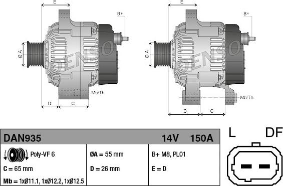 Denso DAN935 - Генератор vvparts.bg