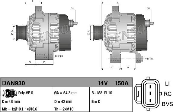 Denso DAN930 - Генератор vvparts.bg