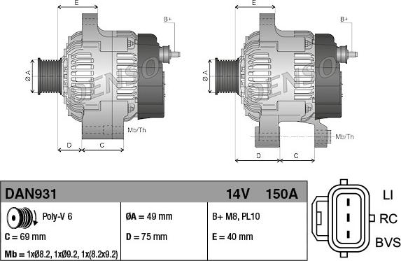 Denso DAN931 - Генератор vvparts.bg