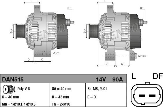 Denso DAN515 - Генератор vvparts.bg