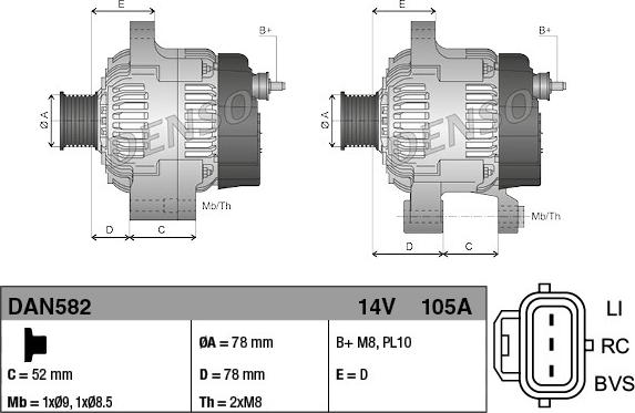 Denso DAN582 - Генератор vvparts.bg