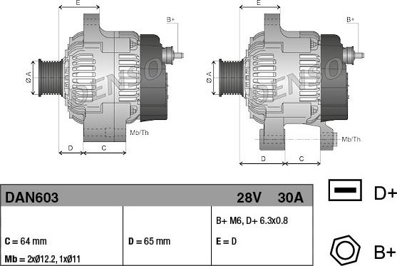 Denso DAN603 - Генератор vvparts.bg