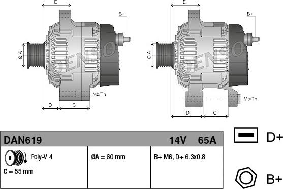 Denso DAN619 - Генератор vvparts.bg