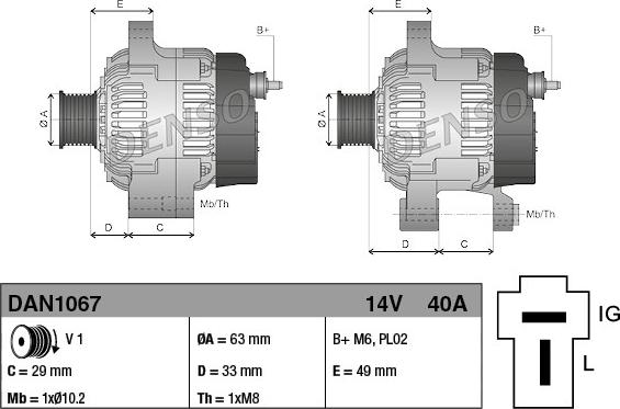 Denso DAN1067 - Генератор vvparts.bg