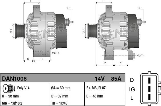 Denso DAN1006 - Генератор vvparts.bg