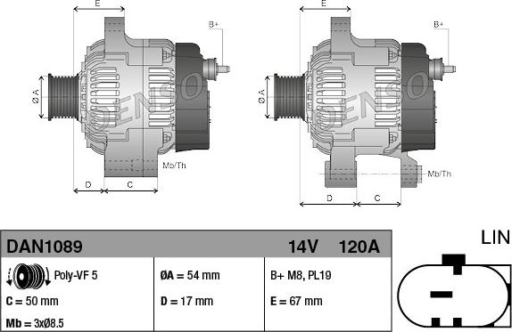 Denso DAN1089 - Генератор vvparts.bg