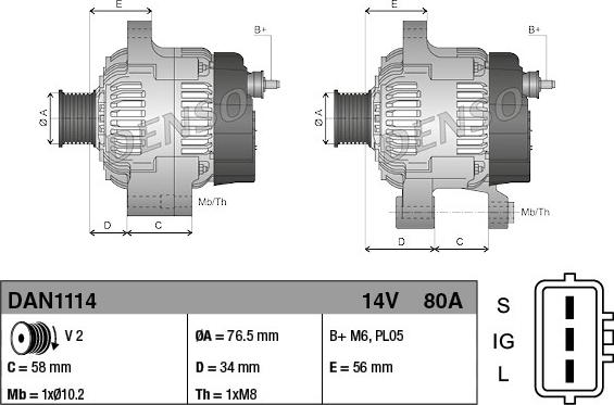 Denso DAN1114 - Генератор vvparts.bg