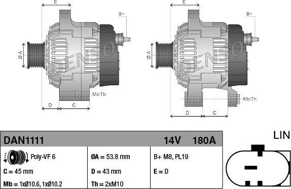 Denso DAN1111 - Генератор vvparts.bg