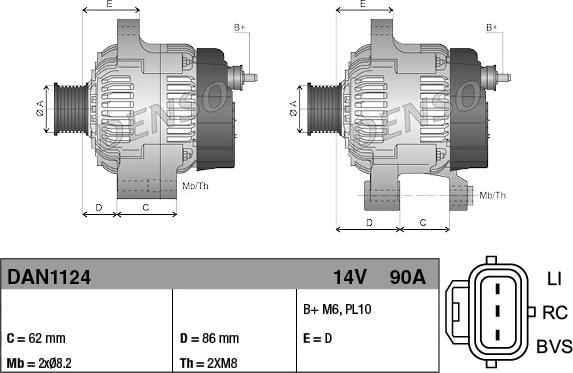 Denso DAN1124 - Генератор vvparts.bg