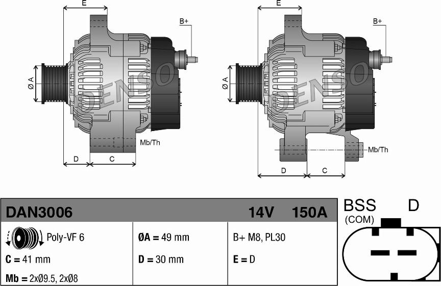 Denso DAN3006 - Генератор vvparts.bg