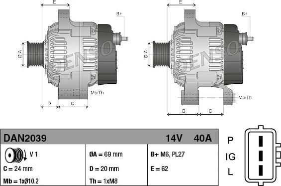 Denso DAN2039 - Генератор vvparts.bg