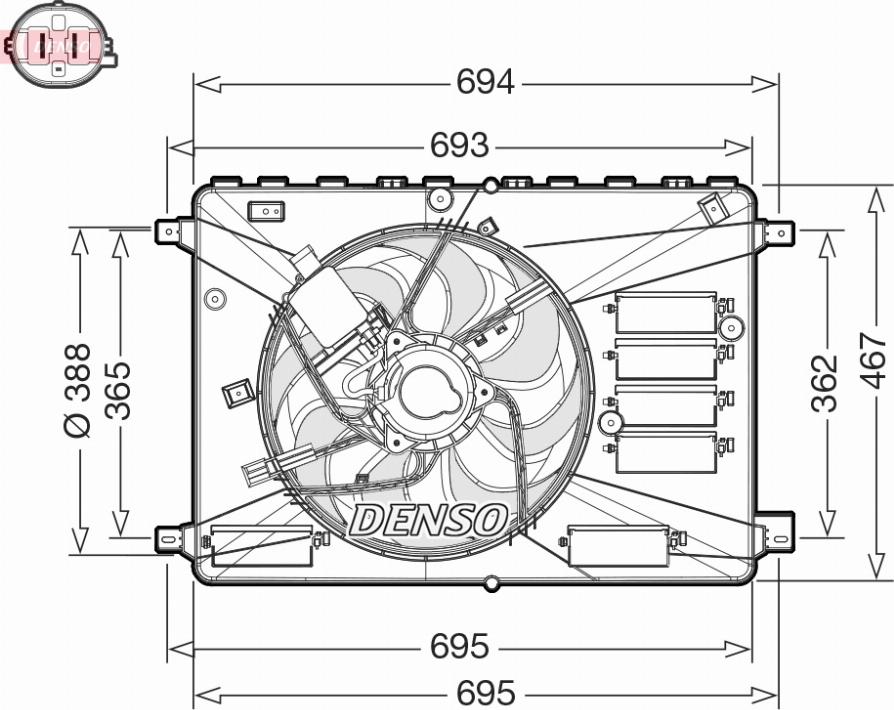 Denso DER10010 - Вентилатор, охлаждане на двигателя vvparts.bg