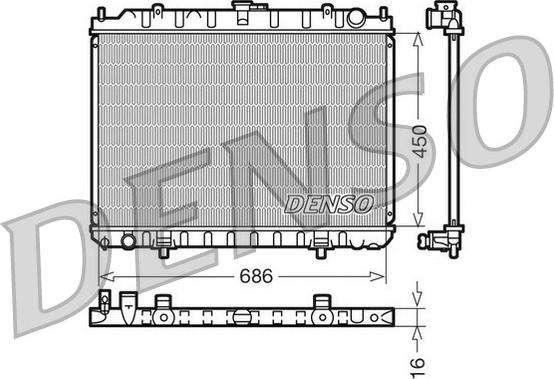 Denso DRM46023 - Радиатор, охлаждане на двигателя vvparts.bg