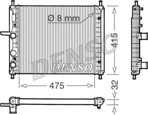 Denso DRM09030 - Радиатор, охлаждане на двигателя vvparts.bg