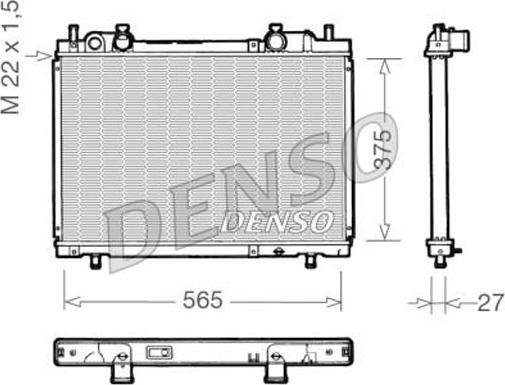 Denso DRM09025 - Радиатор, охлаждане на двигателя vvparts.bg