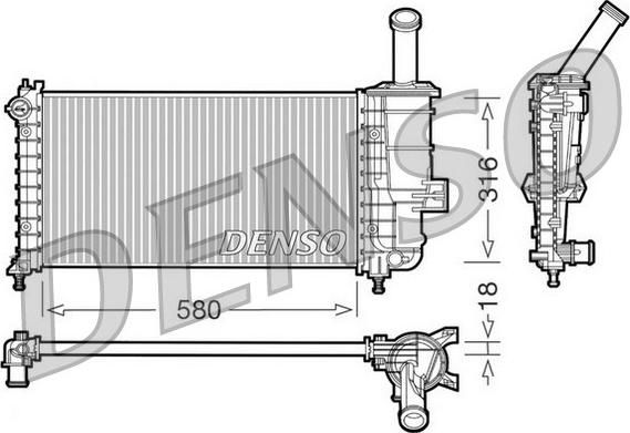 Denso DRM09100 - Радиатор, охлаждане на двигателя vvparts.bg