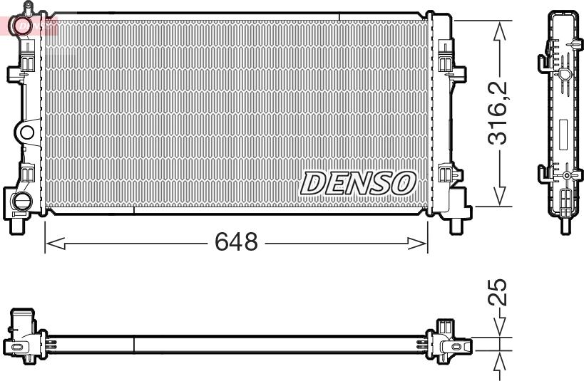 Denso DRM02045 - Радиатор, охлаждане на двигателя vvparts.bg