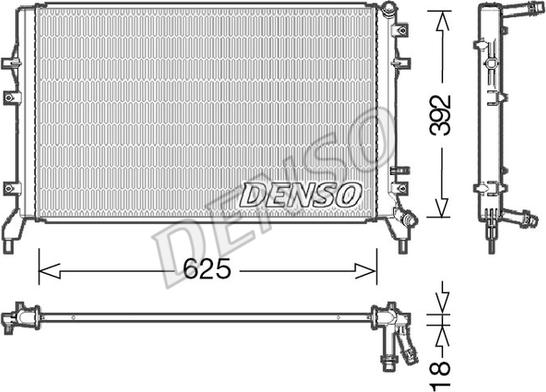 Denso DRM02016 - Радиатор, охлаждане на двигателя vvparts.bg