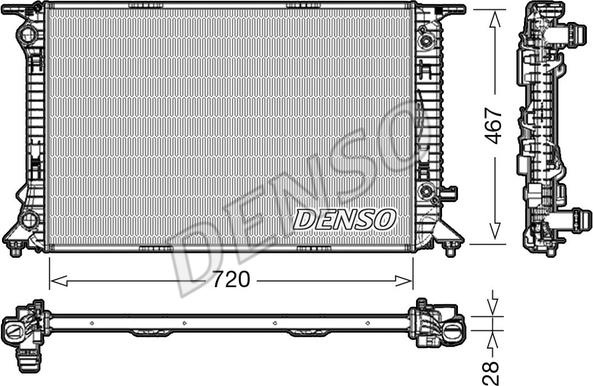 Denso DRM02021 - Радиатор, охлаждане на двигателя vvparts.bg