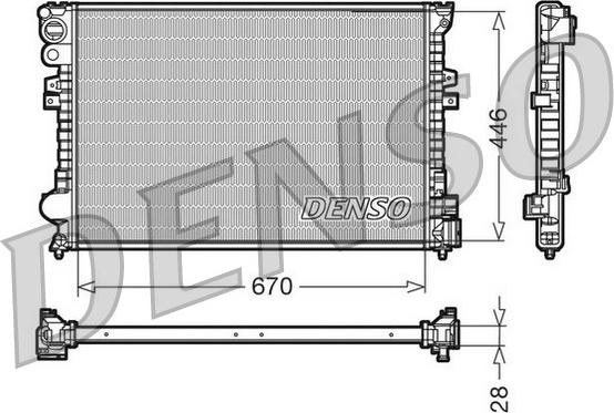 Denso DRM07050 - Радиатор, охлаждане на двигателя vvparts.bg