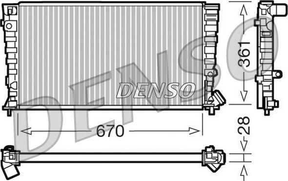 Denso DRM07030 - Радиатор, охлаждане на двигателя vvparts.bg
