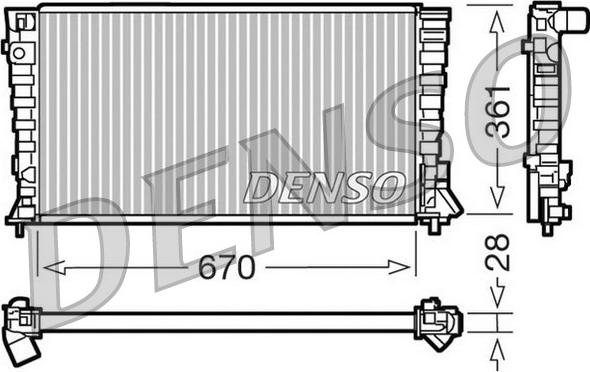 Denso DRM07020 - Радиатор, охлаждане на двигателя vvparts.bg