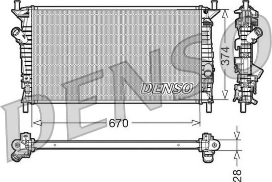 Denso DRM10074 - Радиатор, охлаждане на двигателя vvparts.bg