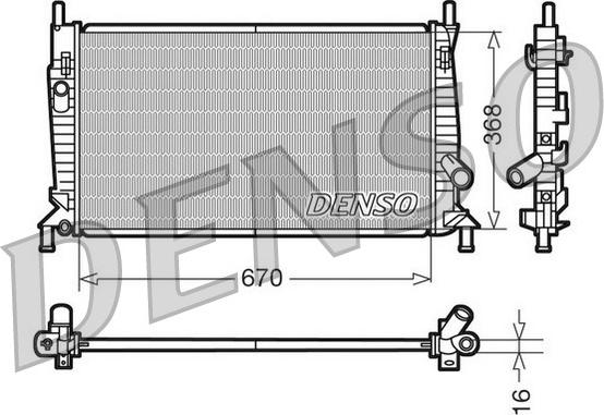 Denso DRM10075 - Радиатор, охлаждане на двигателя vvparts.bg