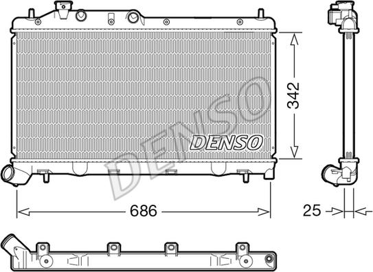 Denso DRM36026 - Радиатор, охлаждане на двигателя vvparts.bg