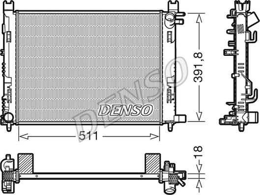 Denso DRM37002 - Радиатор, охлаждане на двигателя vvparts.bg