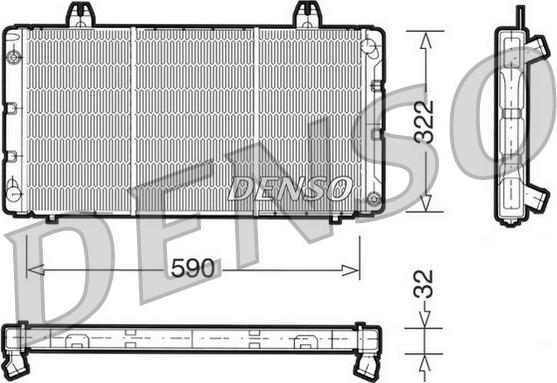 Denso DRM25001 - Радиатор, охлаждане на двигателя vvparts.bg