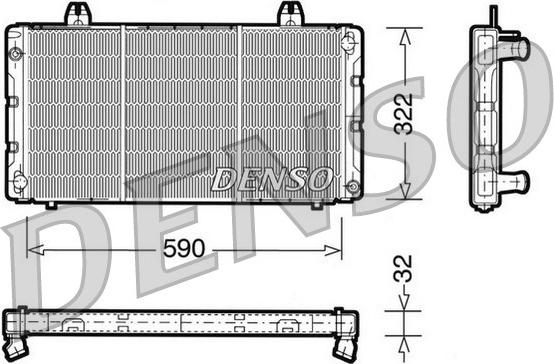 Denso DRM25002 - Радиатор, охлаждане на двигателя vvparts.bg