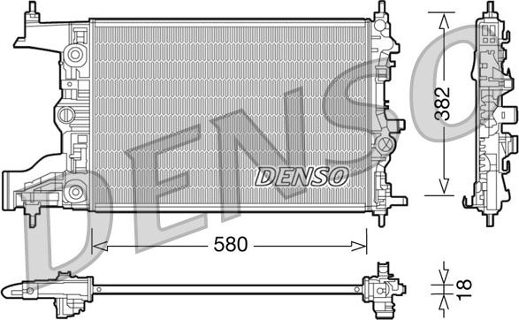 Denso DRM20099 - Радиатор, охлаждане на двигателя vvparts.bg