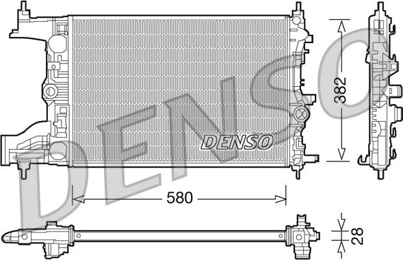 Denso DRM20096 - Радиатор, охлаждане на двигателя vvparts.bg