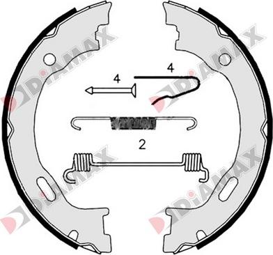 Diamax N01332 - Комплект спирачна челюст, ръчна спирачка vvparts.bg