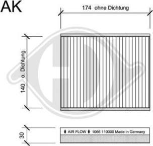 Diederichs DCI1066S - Филтър купе (поленов филтър) vvparts.bg