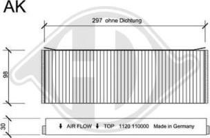 Diederichs DCI1120S - Филтър купе (поленов филтър) vvparts.bg