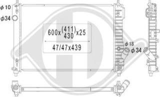 Diederichs DCM3609 - Радиатор, охлаждане на двигателя vvparts.bg