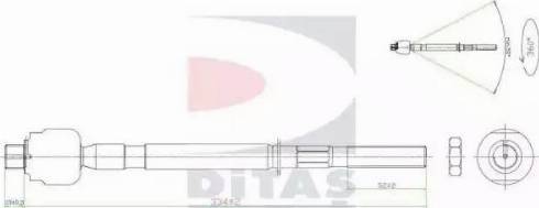Ditas A2-5402 - Аксиален шарнирен накрайник, напречна кормилна щанга vvparts.bg