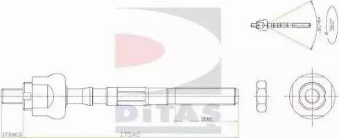 Ditas A2-5537 - Аксиален шарнирен накрайник, напречна кормилна щанга vvparts.bg