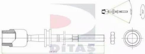 Ditas A2-5659 - Аксиален шарнирен накрайник, напречна кормилна щанга vvparts.bg