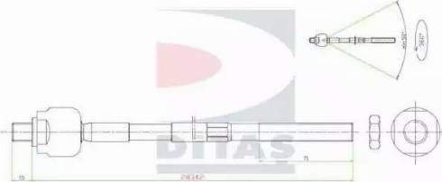 Ditas A2-5635 - Аксиален шарнирен накрайник, напречна кормилна щанга vvparts.bg
