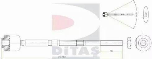 Ditas A2-5629 - Аксиален шарнирен накрайник, напречна кормилна щанга vvparts.bg