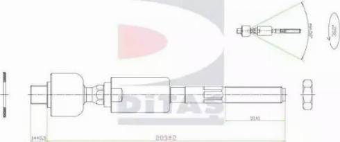 Ditas A2-5623 - Аксиален шарнирен накрайник, напречна кормилна щанга vvparts.bg