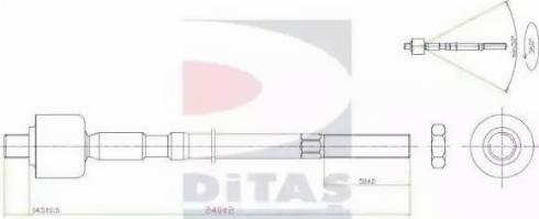 Ditas A2-5387 - Аксиален шарнирен накрайник, напречна кормилна щанга vvparts.bg