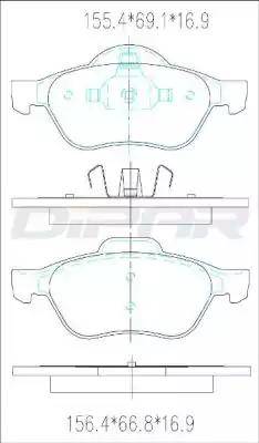 Ditas DFB3436 - Комплект спирачно феродо, дискови спирачки vvparts.bg