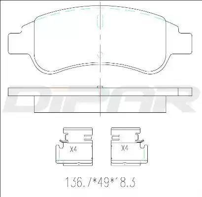 Ditas DFB3626 - Комплект спирачно феродо, дискови спирачки vvparts.bg