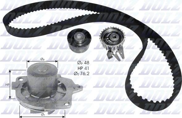 DOLZ KD114 - Водна помпа+ к-кт ангренажен ремък vvparts.bg