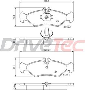 DriveTec DPAD1595 - Комплект спирачно феродо, дискови спирачки vvparts.bg